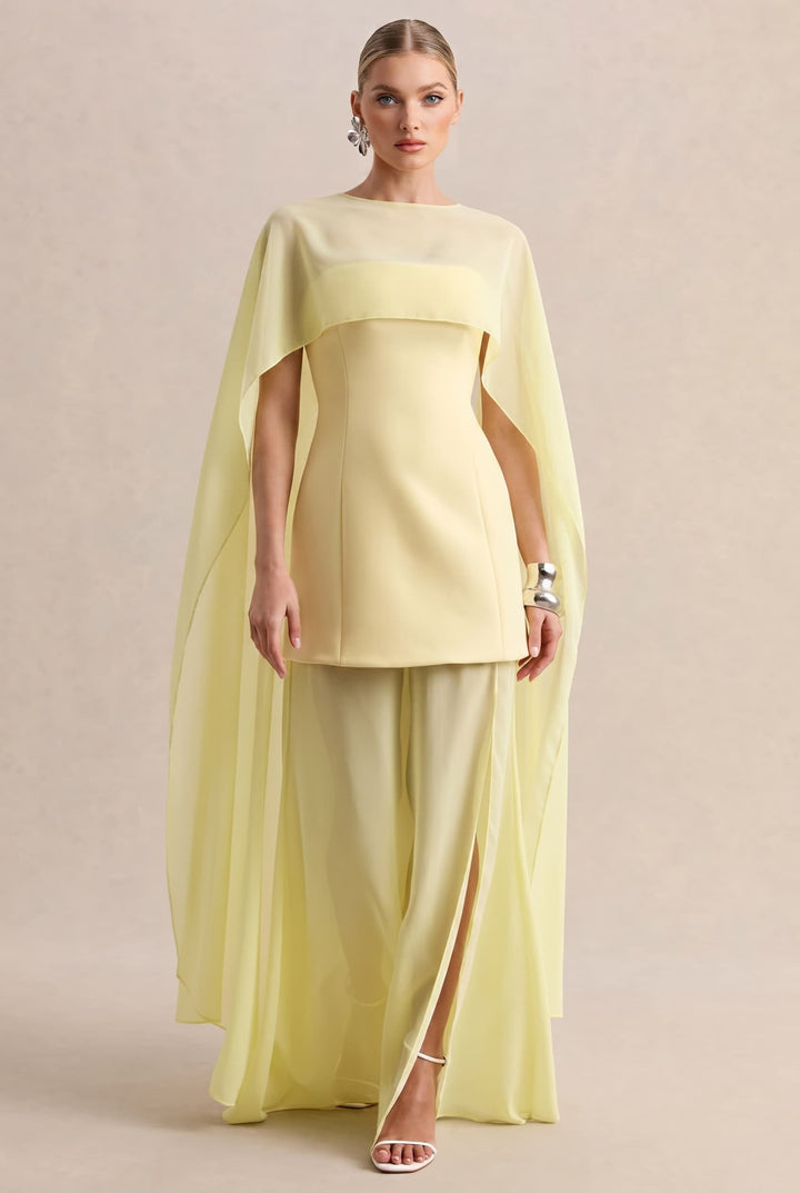 Shawl Design Slit Maxi Dress