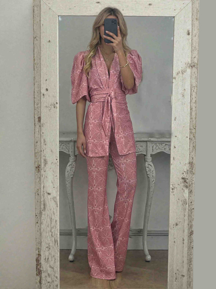 Casual Ethnic Style Printed Flared Pants