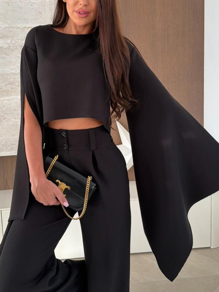 Exquisite Asymmetrical Flared Sleeve Loose Top