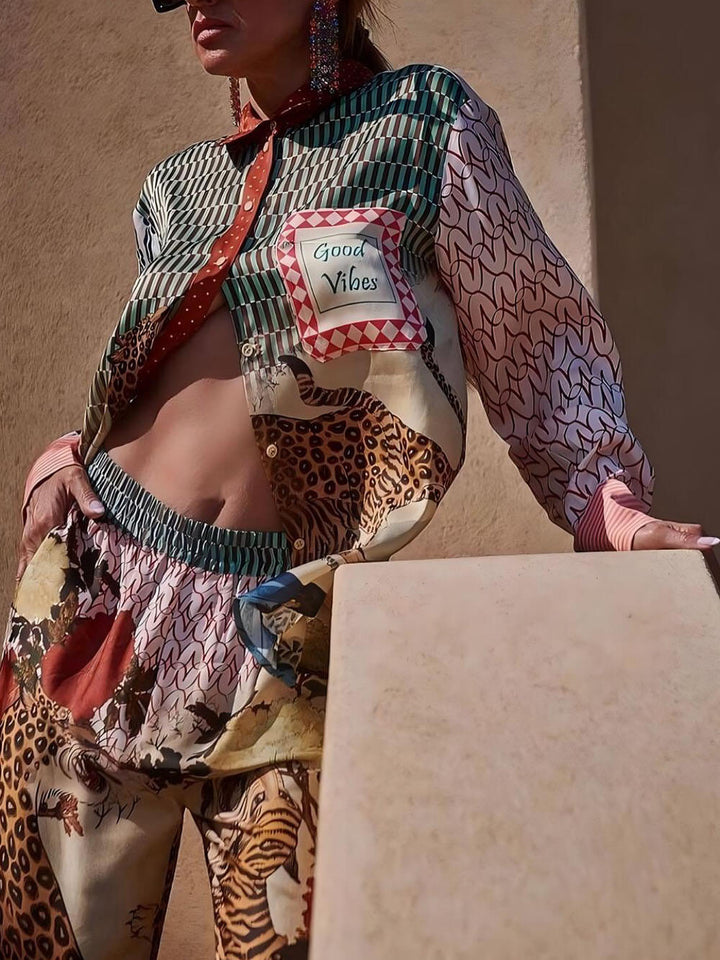 Unique Tropical Jungle Tiger Unique Print Long Sleeve Loose Shirt
