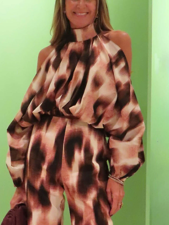 Unique Tie-Dye Print High-Waisted Loose Straight-Leg Pants