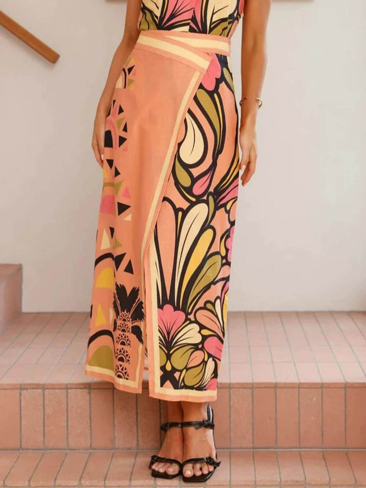 Unique Floral Print Twisted Halter Neck Tie Backless Vest Top