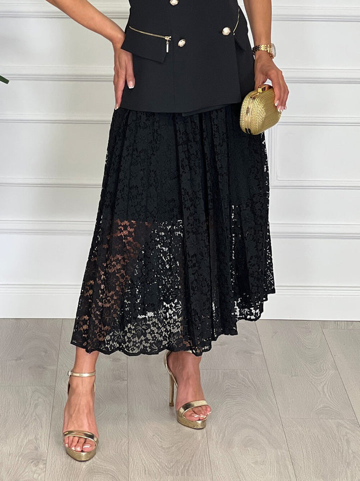 Exquisite Lace Crochet Elastic-Waist Skirt