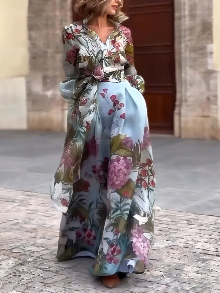 Elegant Watercolor Floral Print Shirt