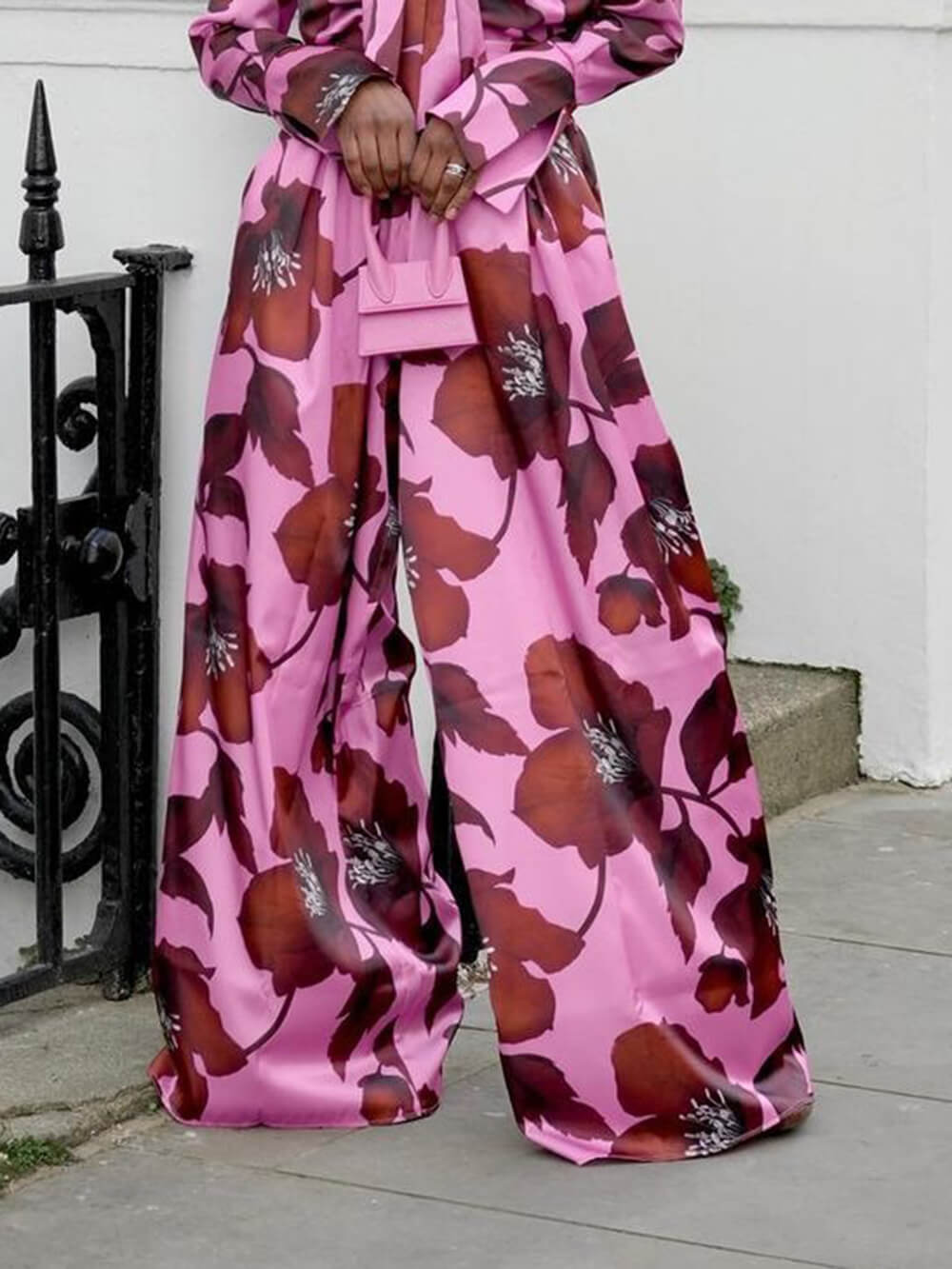 Unique Floral Print Tie-Front Loose Shirt