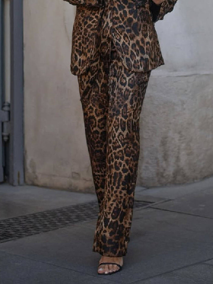 Fashion Leopard Print High-Waisted Wide-Leg Pants