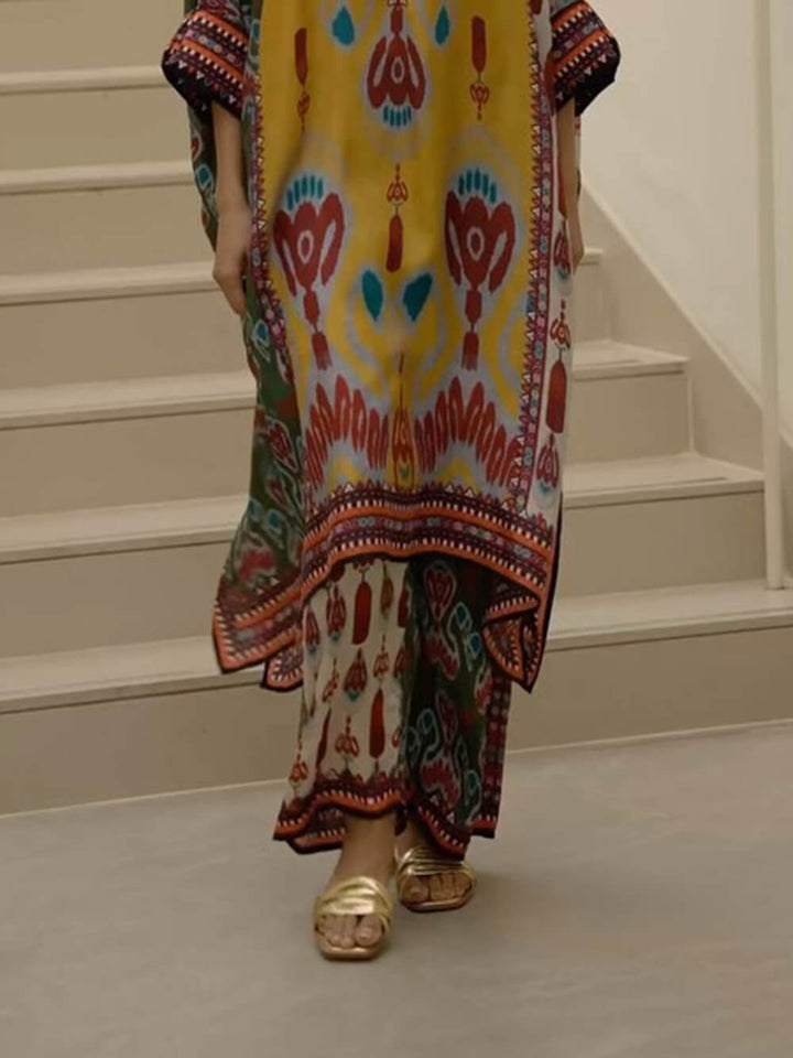 Retro Casual Patchwork Floral Print Loose Straight-Leg Pants