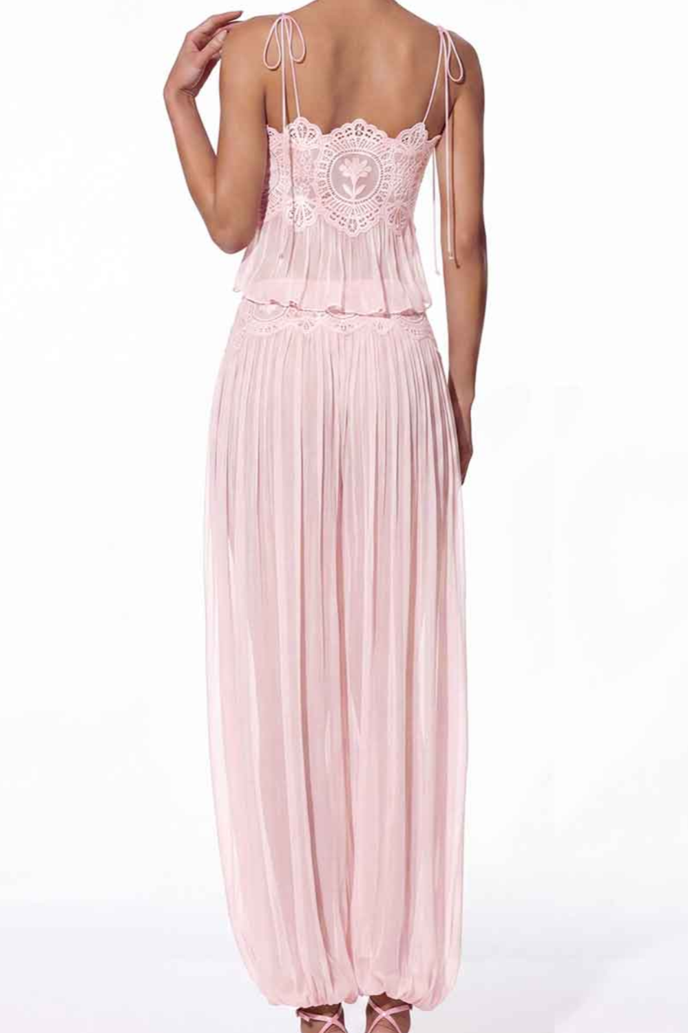 Boho Embroidered Pastel Pink Vacation Two-Piece Set