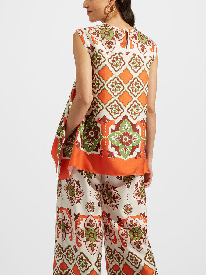 Retro Ethnic Floral Print Tank Top