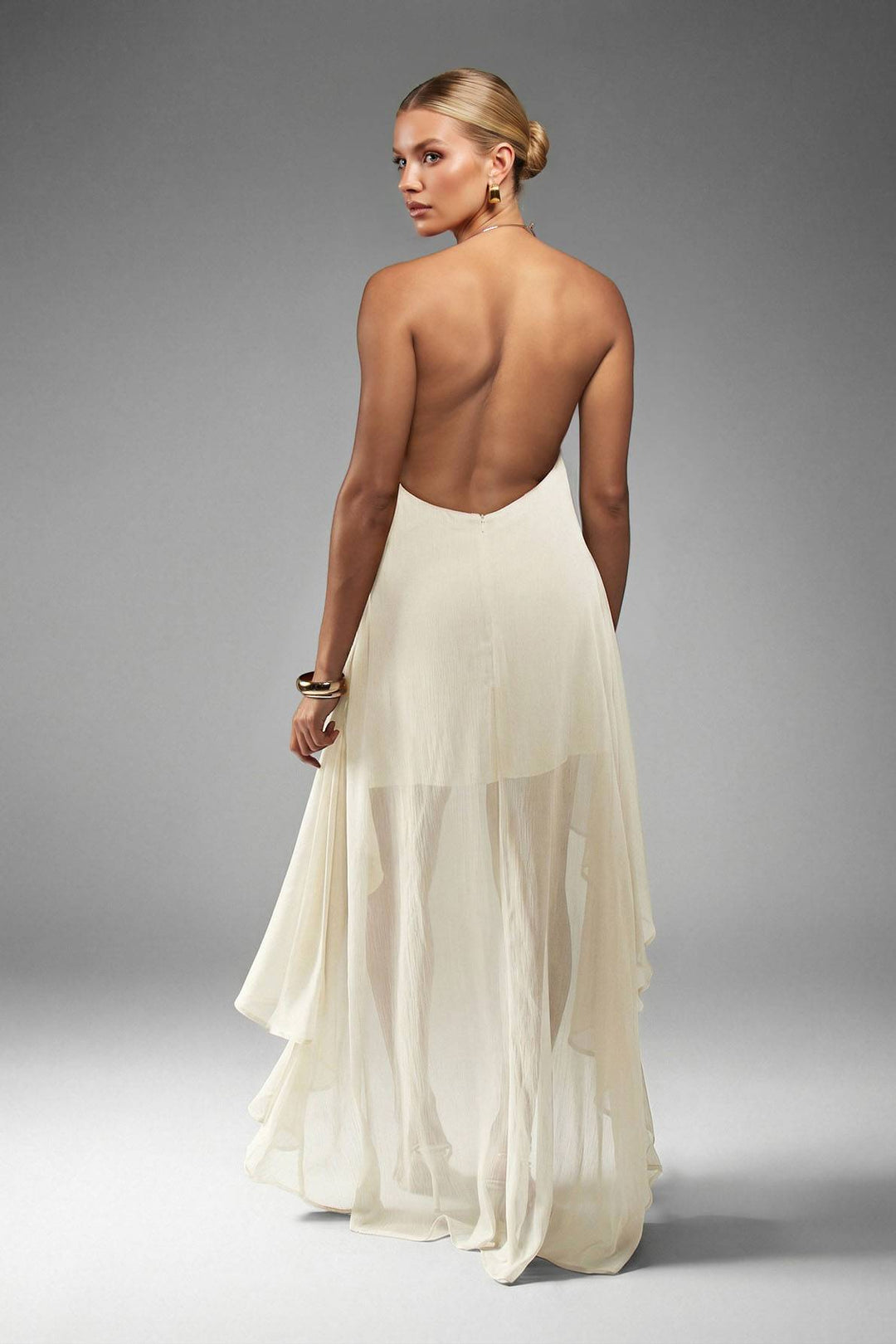 Backless Irregular Hem Maxi Dress