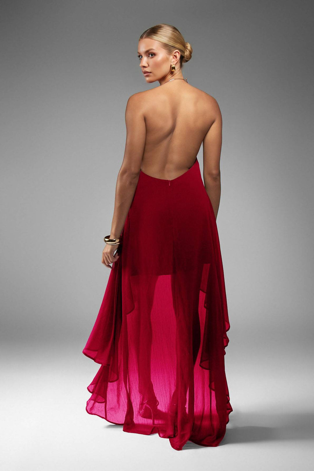 Backless Irregular Hem Maxi Dress