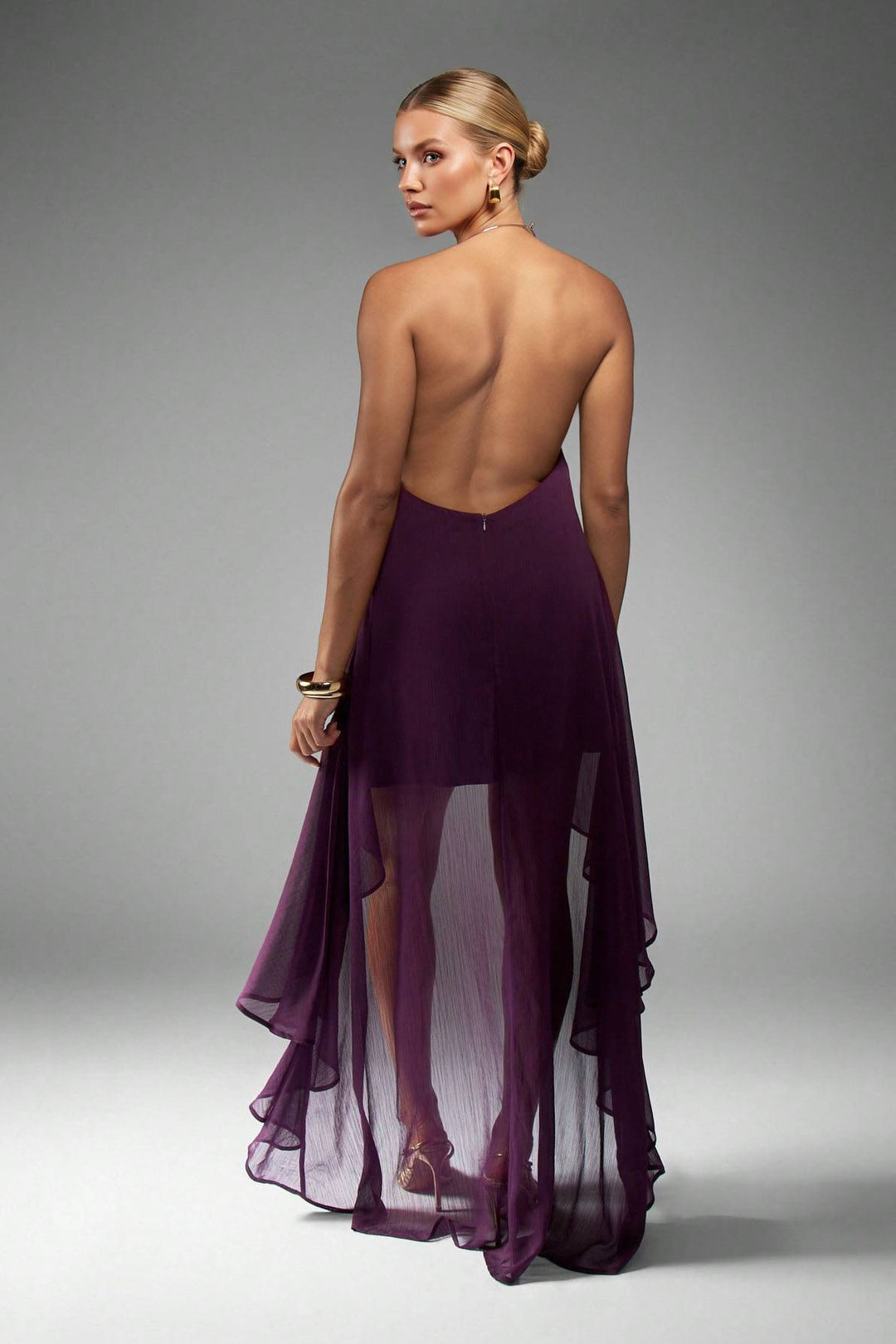 Backless Irregular Hem Maxi Dress