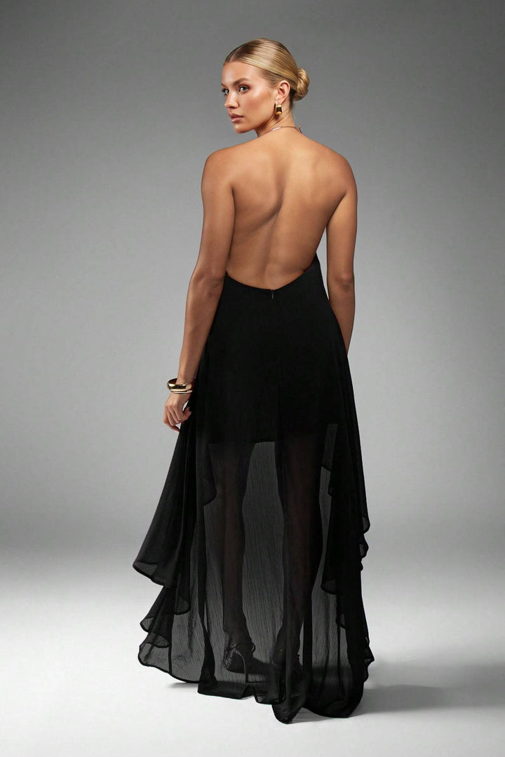 Backless Irregular Hem Maxi Dress