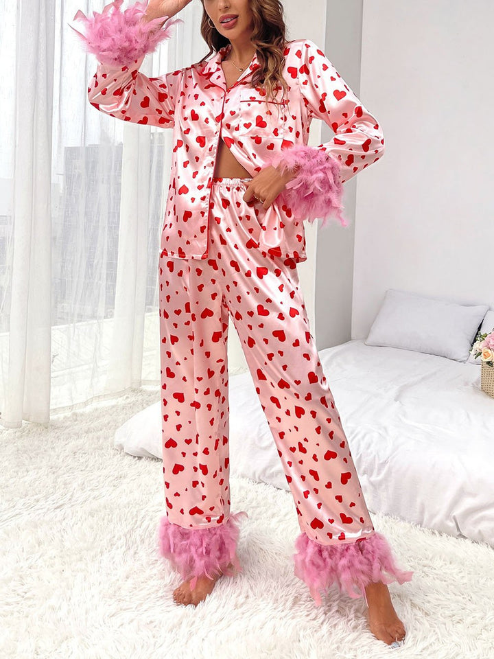 Set de pijamale casual cu imprimeu Sweet Heart
