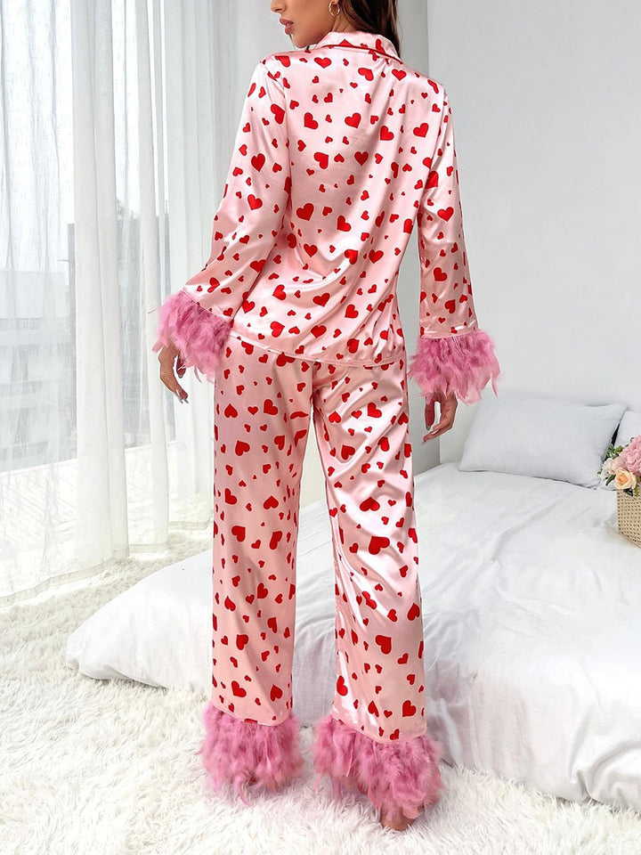 Set de pijamale casual cu imprimeu Sweet Heart
