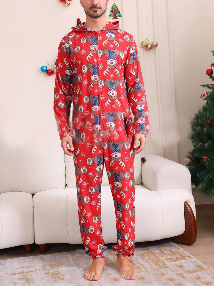 Kerst-elandenprint ouder-kind jumpsuit