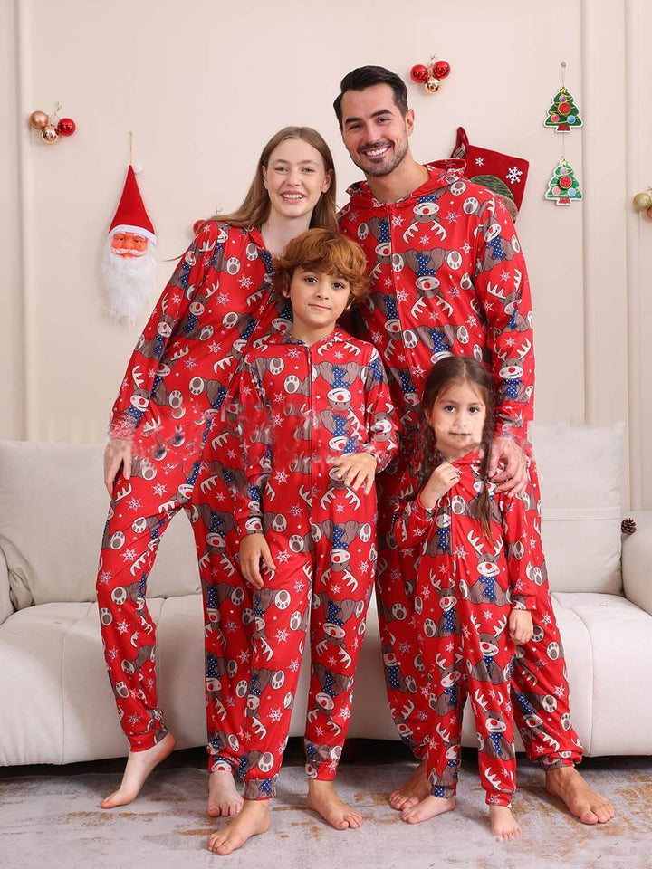 Kerst-elandenprint ouder-kind jumpsuit