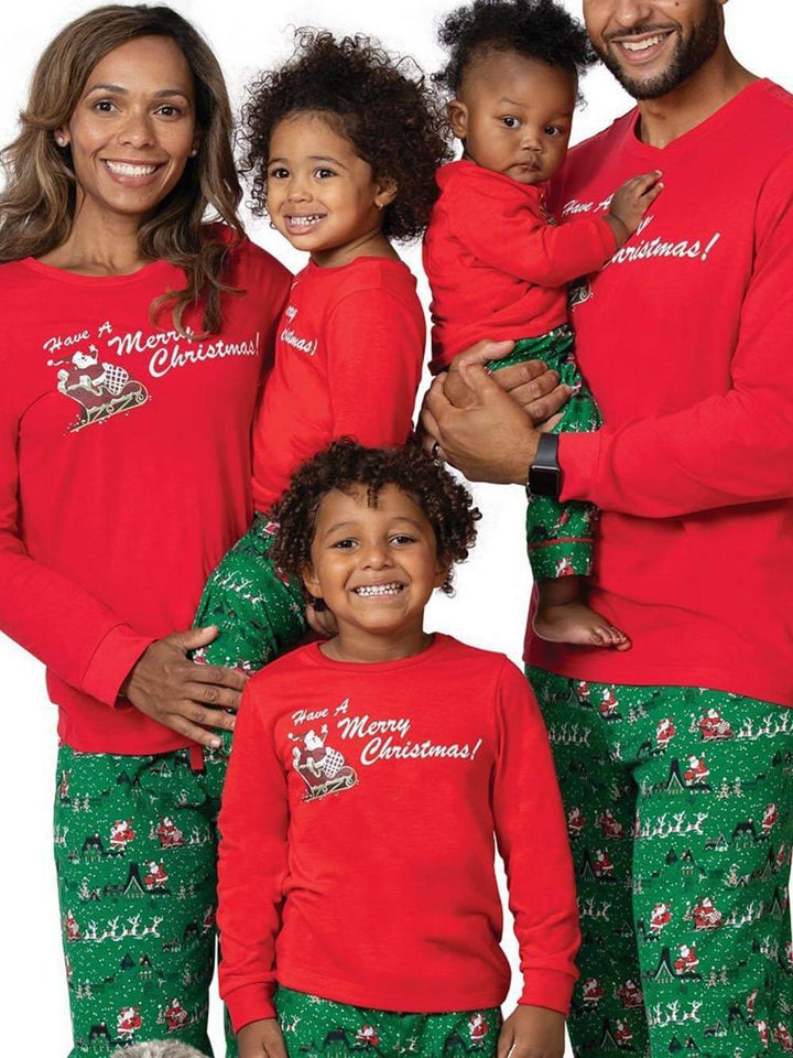 Ensemble pyjama parent-enfant imprimé père Noël