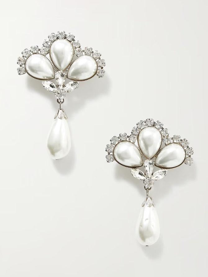 Personalized Flower Fan Shape Pearl Earrings
