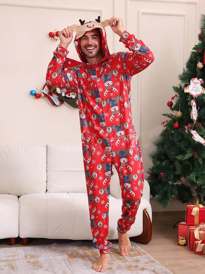 Kerst-elandenprint ouder-kind jumpsuit