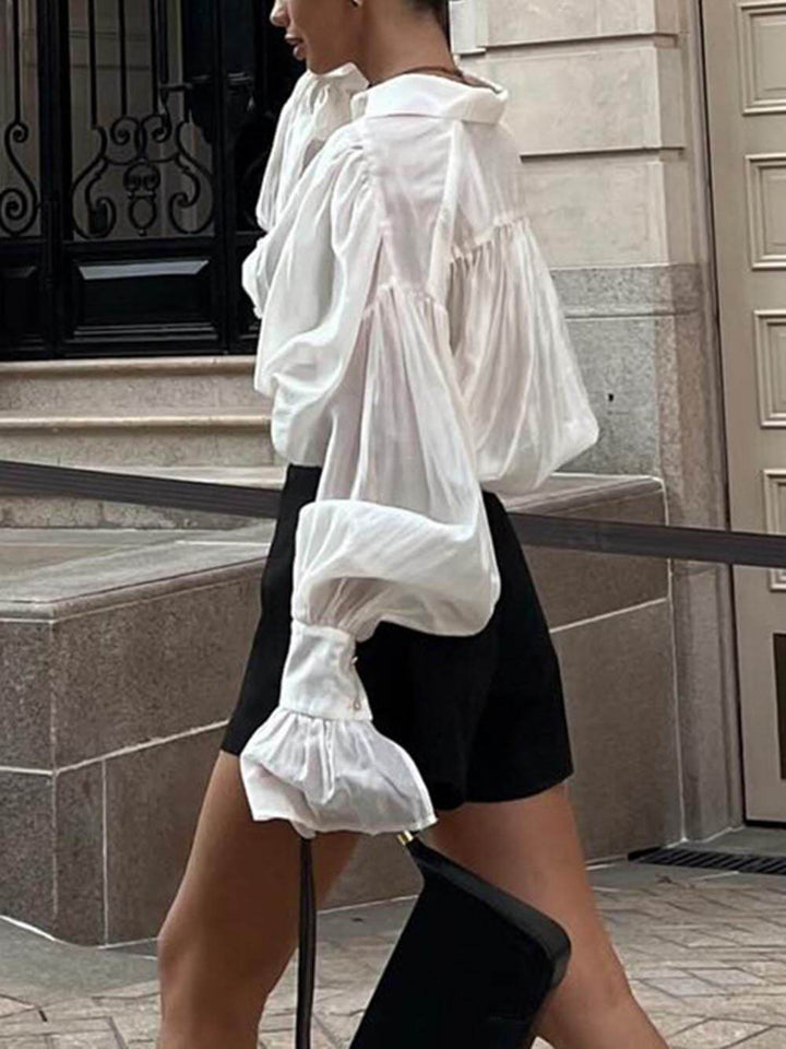 Chemise ample à manches lanternes, douce et fraîche
