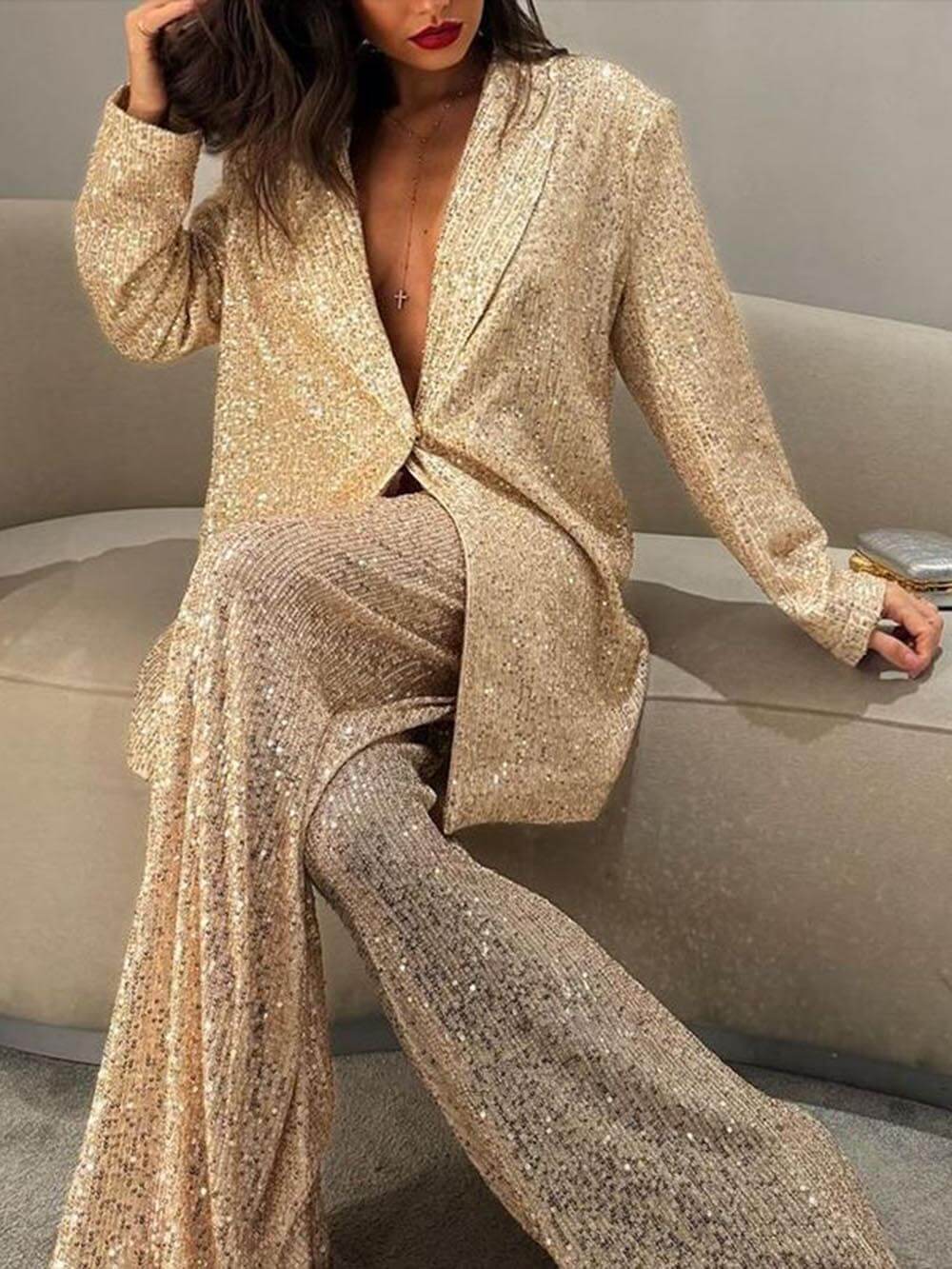 Elegantní flitrované kalhoty
