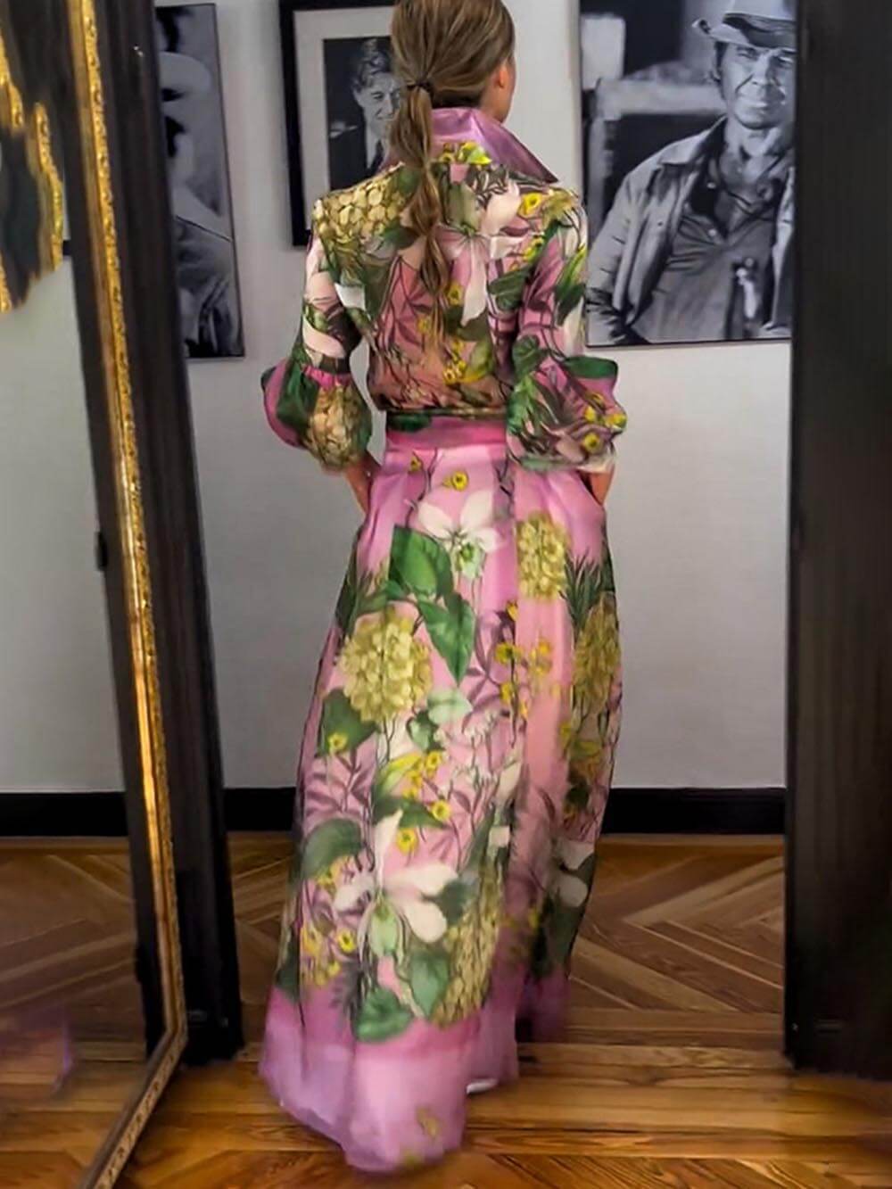 Jupe longue à imprimé floral élégante et mature