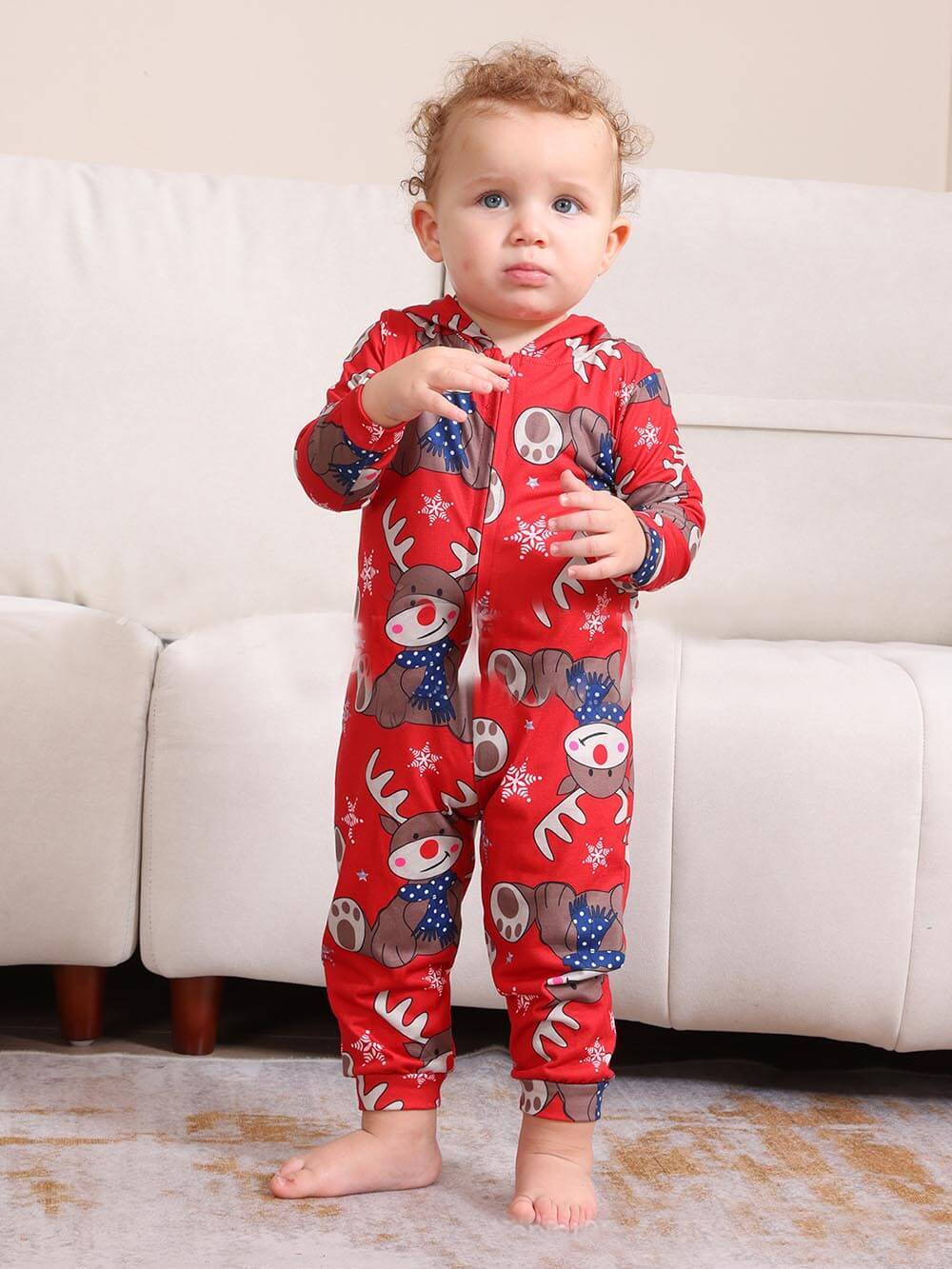 Kerst-elandenprint ouder-kind jumpsuit