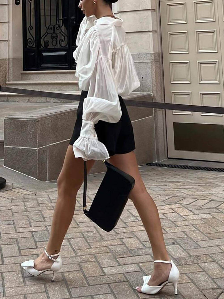 Chemise ample à manches lanternes, douce et fraîche