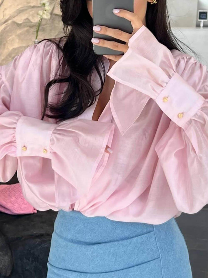 Chemise ample à manches lanternes, douce et fraîche