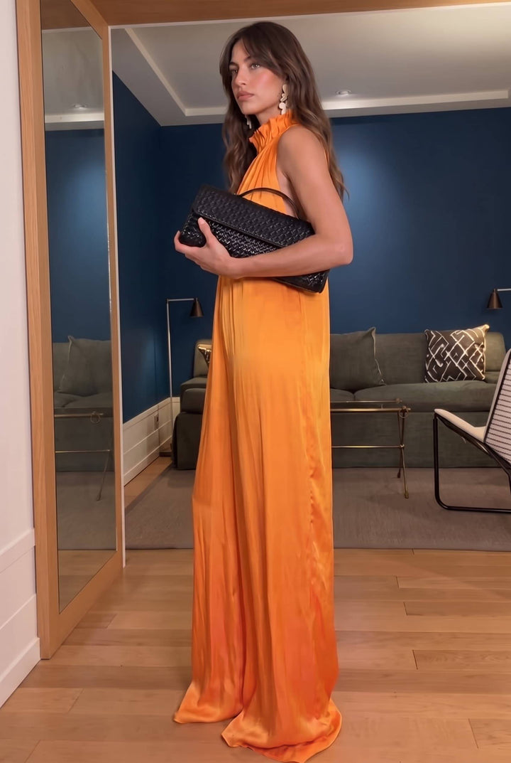 Flower-Neck A- Line Jumpsuit