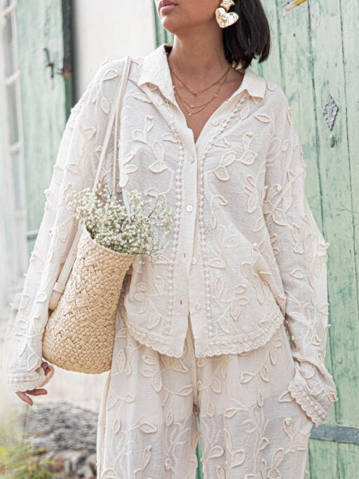 Chemise ample décontractée en jacquard de style complexe unique