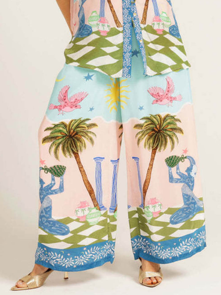Casual Palm Tree Print Short Sleeve Shirt