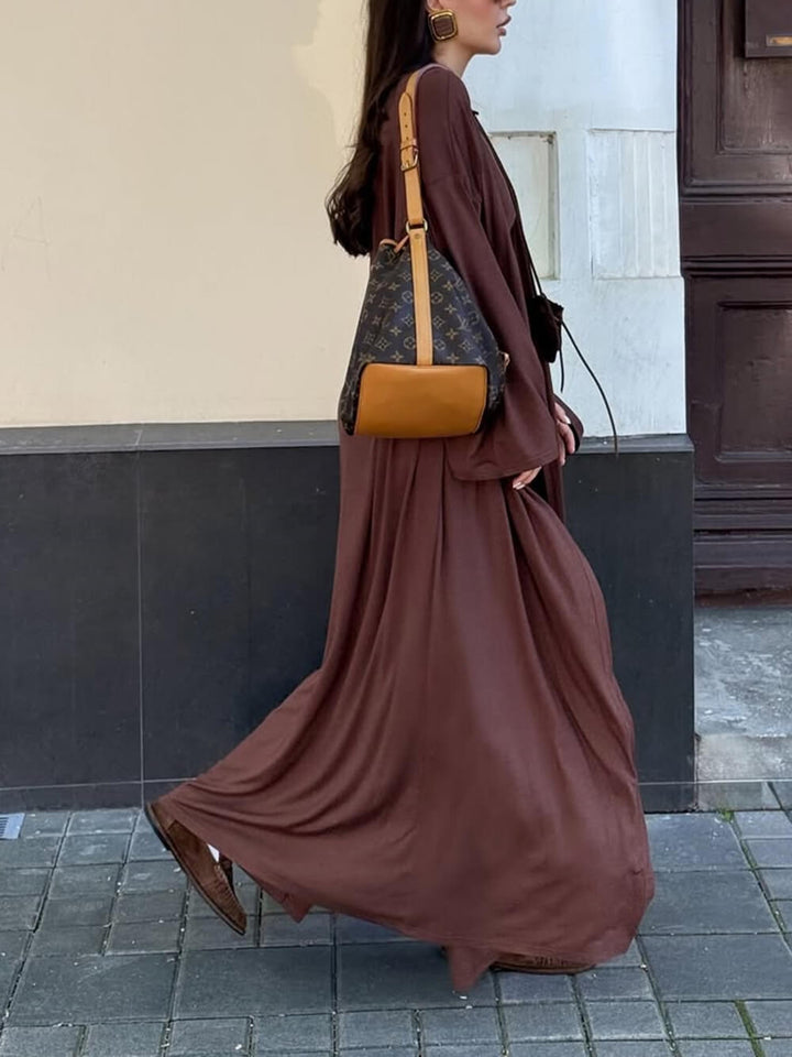 Casual Long Cardigan Long-Sleeved T-Shirt and High-Waisted Pants Three-Piece Set