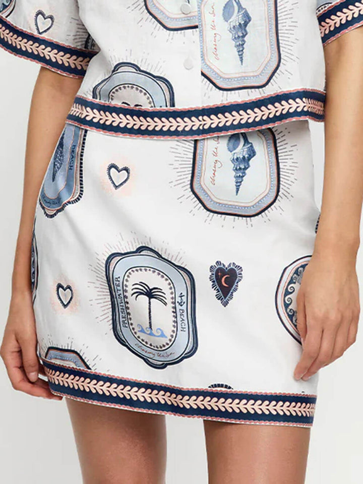 Retro Seashell Print Loose Top